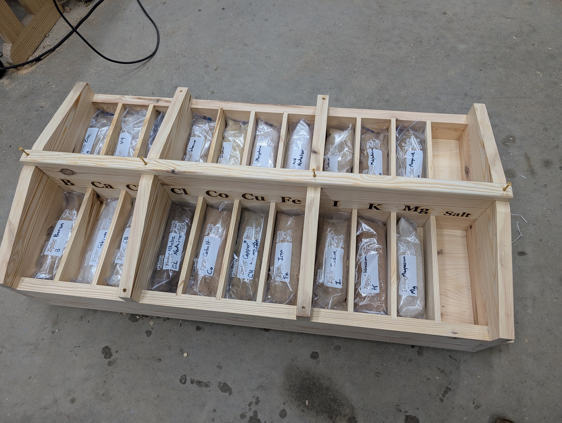 Mineral cart prior to attaching the weather proof protection mat.